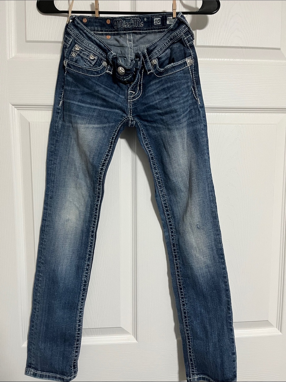 Miss Me Women's Skinny Jeans in Faded Blue Denim